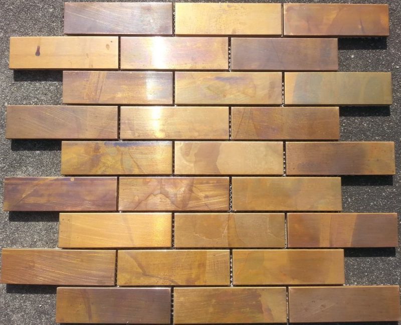  Subway  copper  mosaic splashback tile  create that rustic 